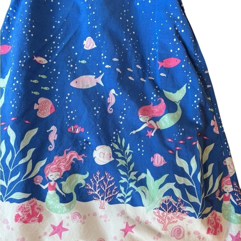 Tommy Bahama Mermaid Sleeveless Dress Sz 5 Blue Pink White Under The Sea Summer